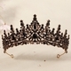 dark Alloy Rhinestone Crown Halloween Ball Headpiece