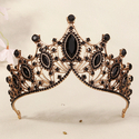 dark Alloy Rhinestone Crown Halloween Ball Headpiece
