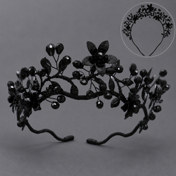 Dark Floral Vine Versatile Crown Ts-J3384blk