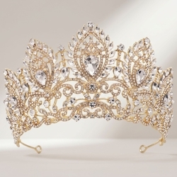 Gold Rhinestone Pageant Crown Ts-J3425g