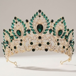 Green Rhinestone Pageant Crown Ts-J3425ggreen