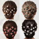 floral Rhinestone U-Shaped Hairpin Set For Bridal Wedding