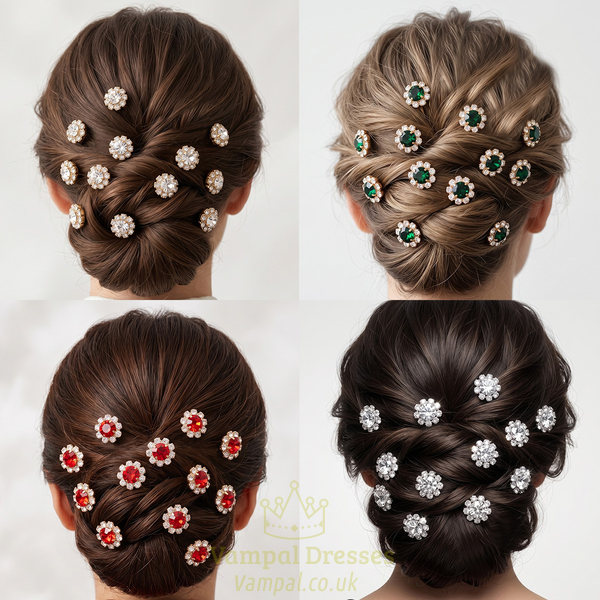 floral Rhinestone U-Shaped Hairpin Set For Bridal Wedding