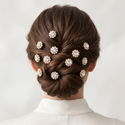 floral Rhinestone U-Shaped Hairpin Set For Bridal Wedding