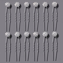 floral Rhinestone U-Shaped Hairpin Set For Bridal Wedding