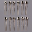 floral Rhinestone U-Shaped Hairpin Set For Bridal Wedding