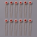 floral Rhinestone U-Shaped Hairpin Set For Bridal Wedding