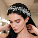 white Floral Pearl Bridal Headband Wedding Veil Accessory