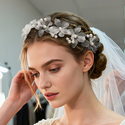 white Floral Pearl Bridal Headband Wedding Veil Accessory