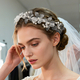 white Floral Pearl Bridal Headband Wedding Veil Accessory
