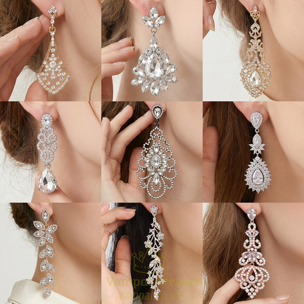 vintage Alloy Rhinestone Drop Earrings