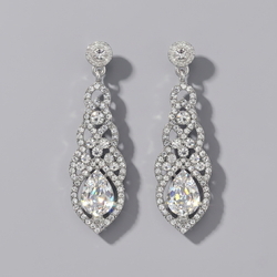 Silver Rhinestone Light Luxury Earrings Ers-J2842s