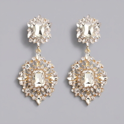 Gold Evening Banquet Rhinestone Earrings Ers-J3962g