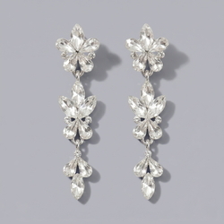 Silver Flower Light Luxury Drop Earrings Ers-J4303s