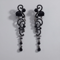 Romantic Light Luxury Black Diamond Drop Earrings Ers-J3042blk
