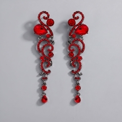Romantic Light Luxury Red Diamond Drop Earrings Ers-J3042red