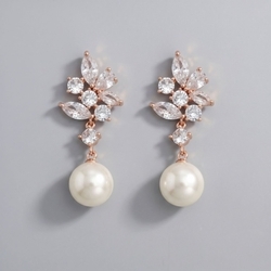 Vintage Pearl Sparkling Diamond Drop Earrings Ers-J4157rg