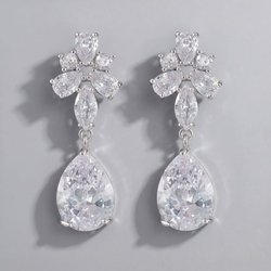Silver Sparkling Diamond Light Luxury Drop Earrings Ers-J4154s