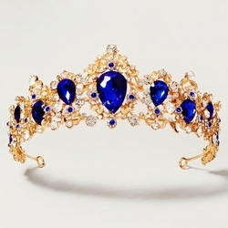 Gold Blue Diamond Queen Crown Ts-J2595b