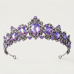 Antique Gold Purple Diamond Queen Crown Ts-J2595asp