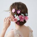 preserved Flower Hairpin Set Beach Vacation Style Retro Bridal Headpiece