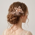 gold versatile hair clip HS-J7122G handmade Forest Style Branch Leaf Pearl Hair Clip For Women