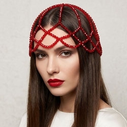 Red Crystal Beaded Hair Chain Hs-J7536red