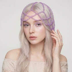 Purple Crystal Beaded Hair Chain Hs-J7536p