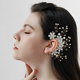 sweet Floral Pearl Ear Cuff handmade Pearl Rhinestone Flower Earrings Forest Style Bridal Clip-On
