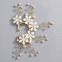 sweet Floral Pearl Ear Cuff handmade Pearl Rhinestone Flower Earrings Forest Style Bridal Clip-On