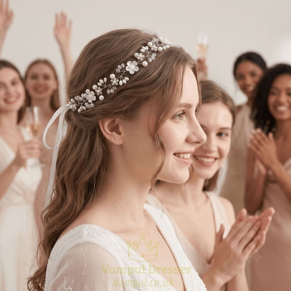 handmade Beaded Floral Bridal Headband Wedding Hair Accessory