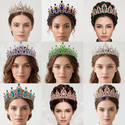 retro Colored Diamond Alloy Crown Bridal Headpiece
