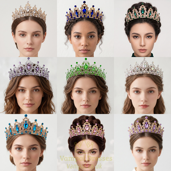 retro Colored Diamond Alloy Crown Bridal Headpiece