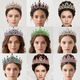 retro Colored Diamond Alloy Crown Bridal Headpiece