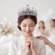 retro Colored Diamond Alloy Crown Bridal Headpiece