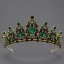 retro Colored Diamond Alloy Crown Bridal Headpiece