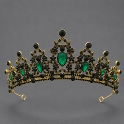 Antique Kc Gold Green Rhinestone Versatile Birthday Crown Ts-J2720aggreen