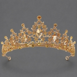 Kc Gold Champagne Rhinestone Versatile Birthday Crown Ts-J2720g
