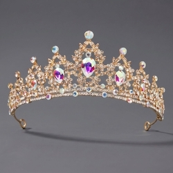 Kc Gold Ab Rhinestone Versatile Birthday Crown Ts-J2720gab