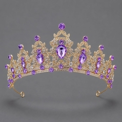 Kc Gold Purple Rhinestone Versatile Birthday Crown Ts-J2720gpurplr
