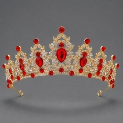 Kc Gold Bright Red Rhinestone Versatile Birthday Crown Ts-J2720gred