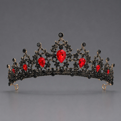 Antique Kc Gold Bright Red Rhinestone Versatile Birthday Crown Ts-J2720red
