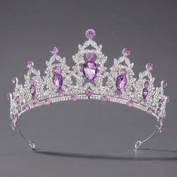 Silver Purple Rhinestone Versatile Birthday Crown Ts-J2720sp