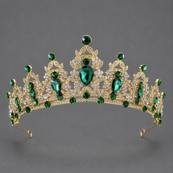 Gold Green Rhinestone Versatile Birthday Crown Ts-J2720ggreen