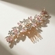light Luxury Rhinestone Bridal Hair Comb Leaf Crystal Updo Accessory