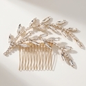 light Luxury Rhinestone Bridal Hair Comb Leaf Crystal Updo Accessory