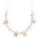 handmade Beaded Bridal Headband With Golden Leaf And Pearl Flower