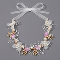 handmade Beaded Bridal Headband With Golden Leaf And Pearl Flower