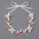 handmade Beaded Bridal Headband With Golden Leaf And Pearl Flower