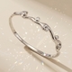 women's Open Cuff Bracelet Copper Inlaid Zircon Plated Bangle